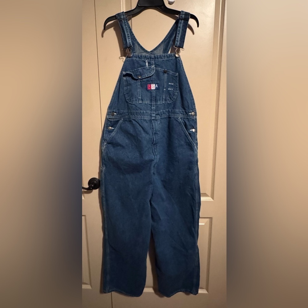 USA Works Denim Vintage Carpenters ter Bib Overalls Size 38 X 29